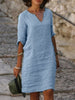 Afbeelding laden in Galerijviewer, V-Neck Cotton Linen Dress