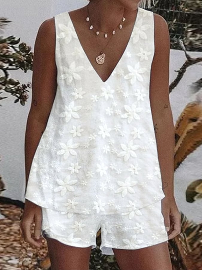 Loose Vest Dress Flower