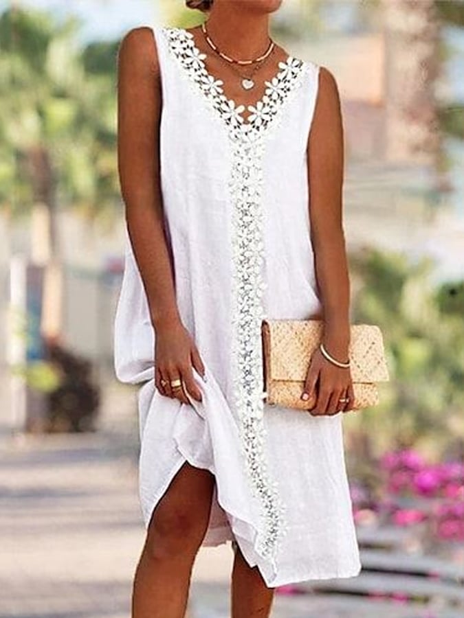 Lace Cotton Long Dress