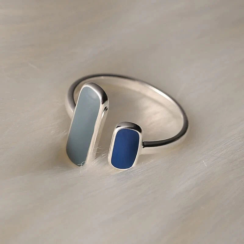 Blauwe Steen Zilveren Ring