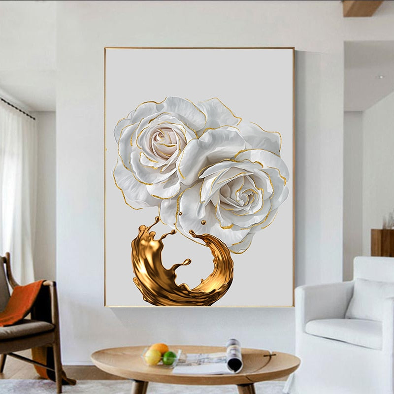 Sarindo™ - Gouden Bloemen Kunst