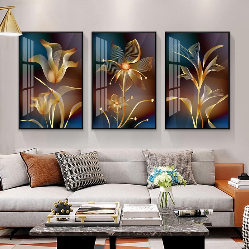 Sarindo™ - Gouden Bloemen Kunst