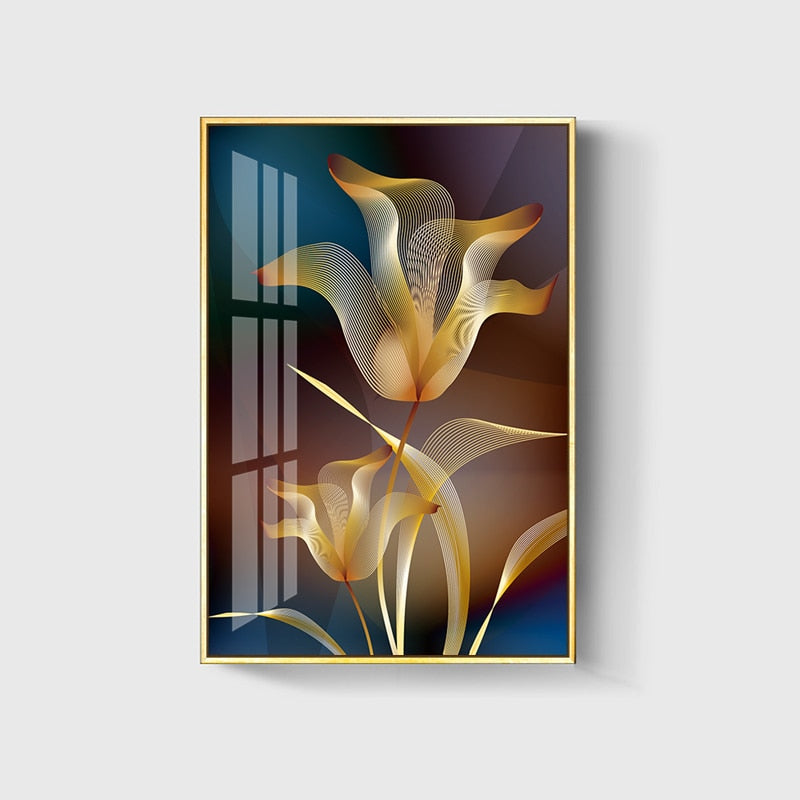 Sarindo™ - Gouden Bloemen Kunst