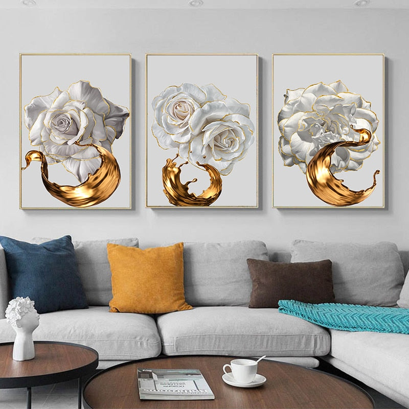 Sarindo™ - Gouden Bloemen Kunst