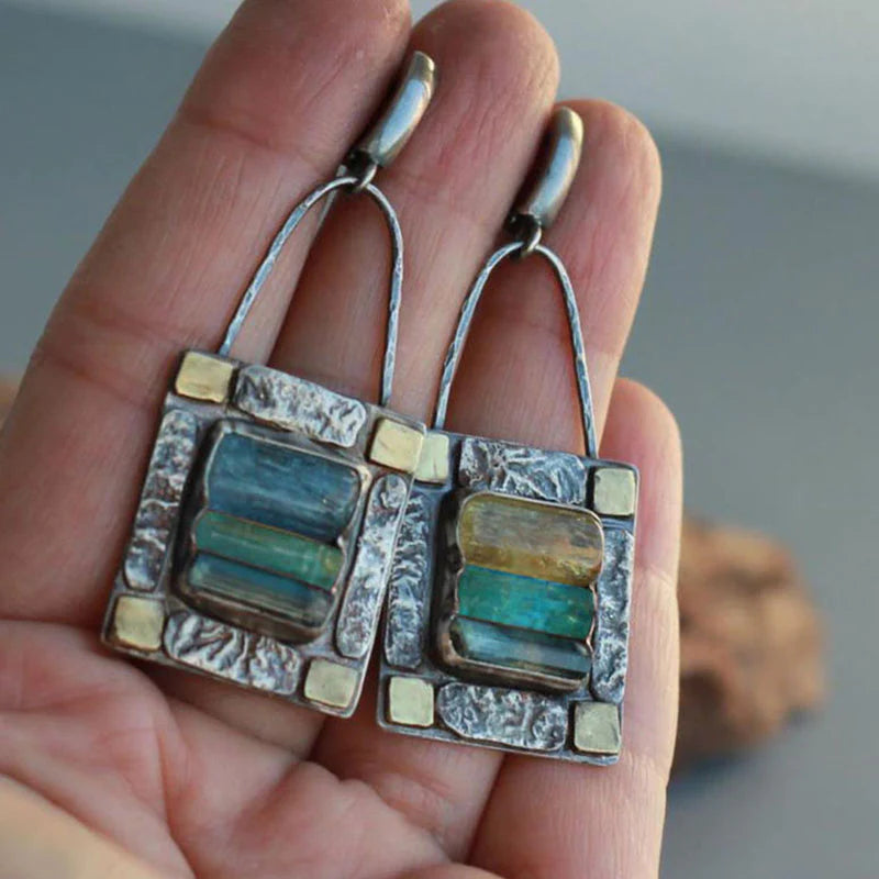 Blauw Groen Kristal Oorbellen