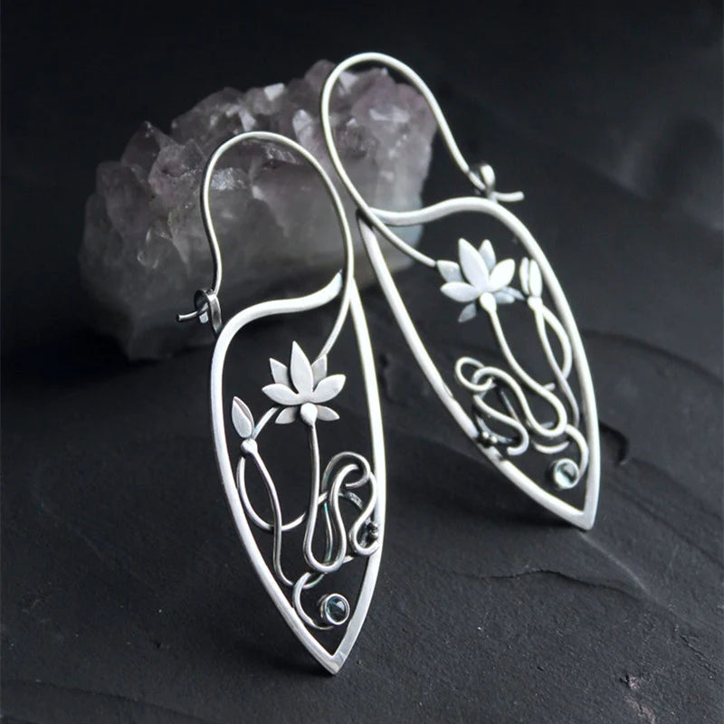 Sterling zilveren lotusbloem oorbellen