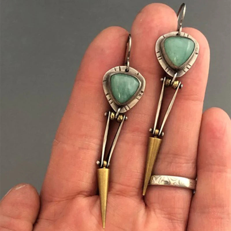 Groene Harssteen Boho Etnische Oorbellen