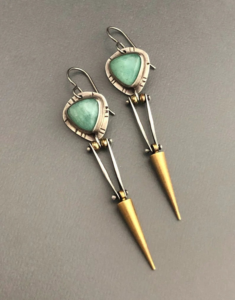 Groene Harssteen Boho Etnische Oorbellen
