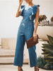 Ruffled Sleeveless Cowboy Jumpsuit