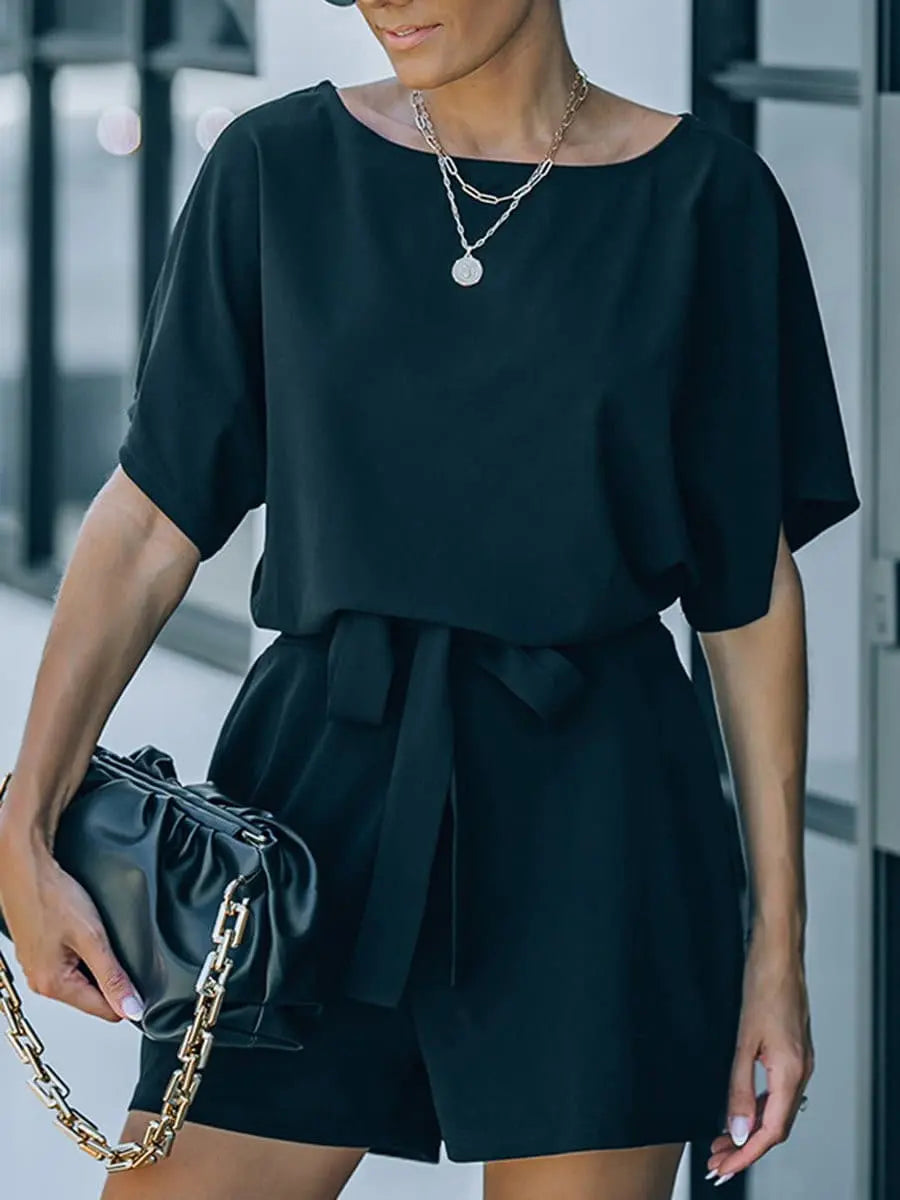 Belted Short Jumpsuit