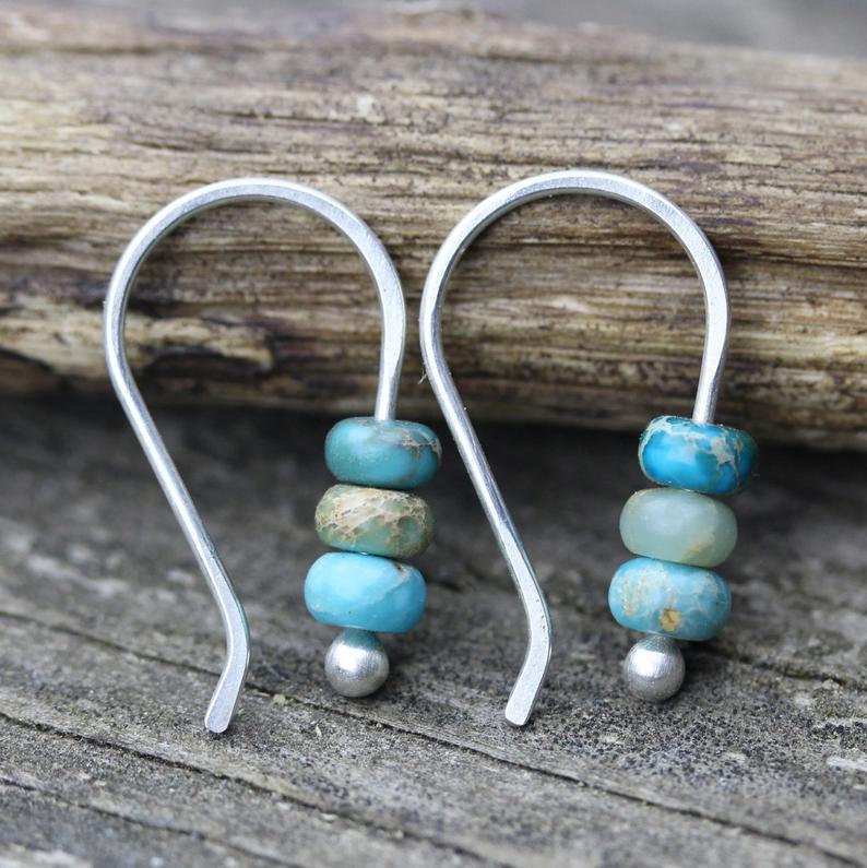 Turquoise kralen oorbellen