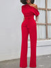 Sloping Shoulder Belted Jumpsuit