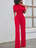 Sloping Shoulder Belted Jumpsuit