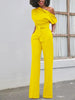 Sloping Shoulder Belted Jumpsuit