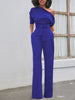 Sloping Shoulder Belted Jumpsuit