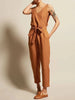 V Neck Belted Jumpsuit