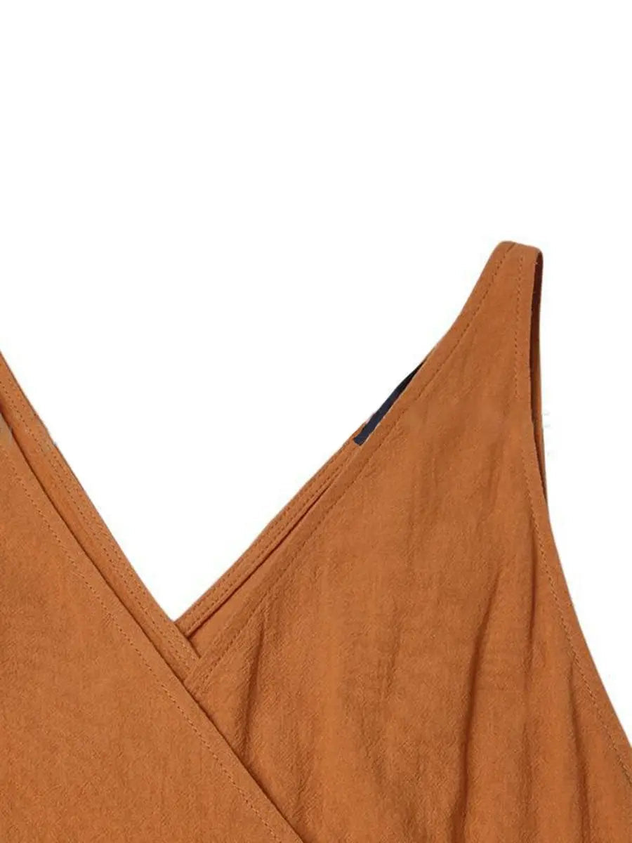 V Neck Belted Jumpsuit