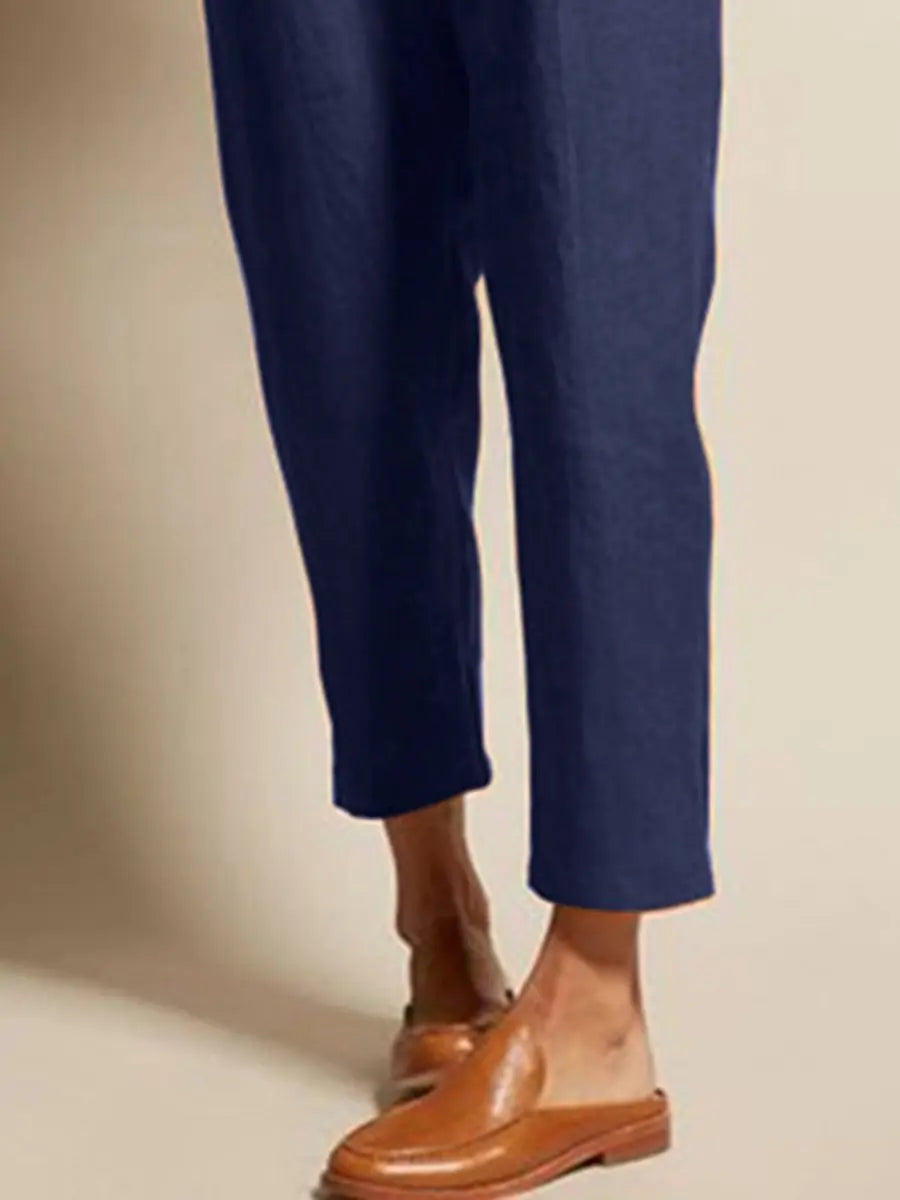V Neck Belted Jumpsuit