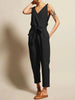 V Neck Belted Jumpsuit