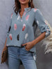Feather Print 3/4 Polo