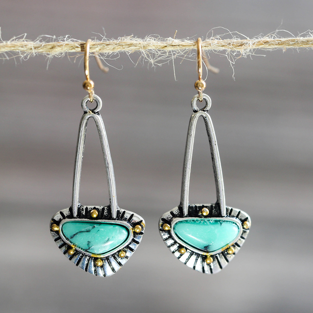 Vintage Turquoise Zilveren Oorbellen