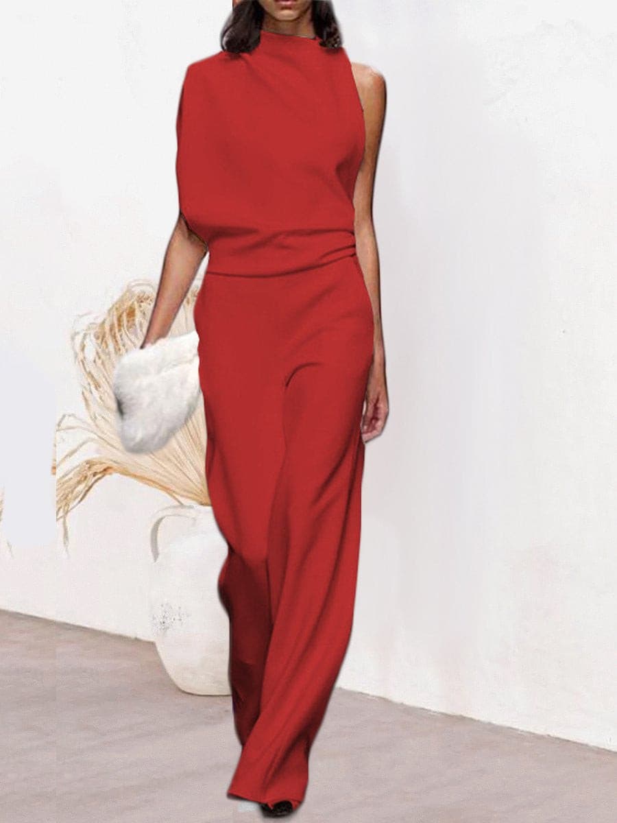 Stand Collar Sleeveless Jumpsuit